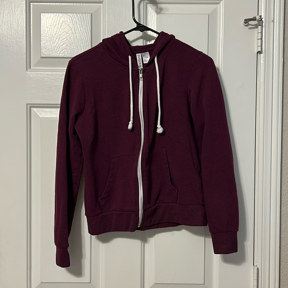 Divided H&M Basic Maroon Zip up Hoodie with pockets Size S